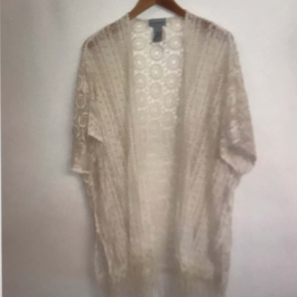 Catherine cream lace and croohet kimono